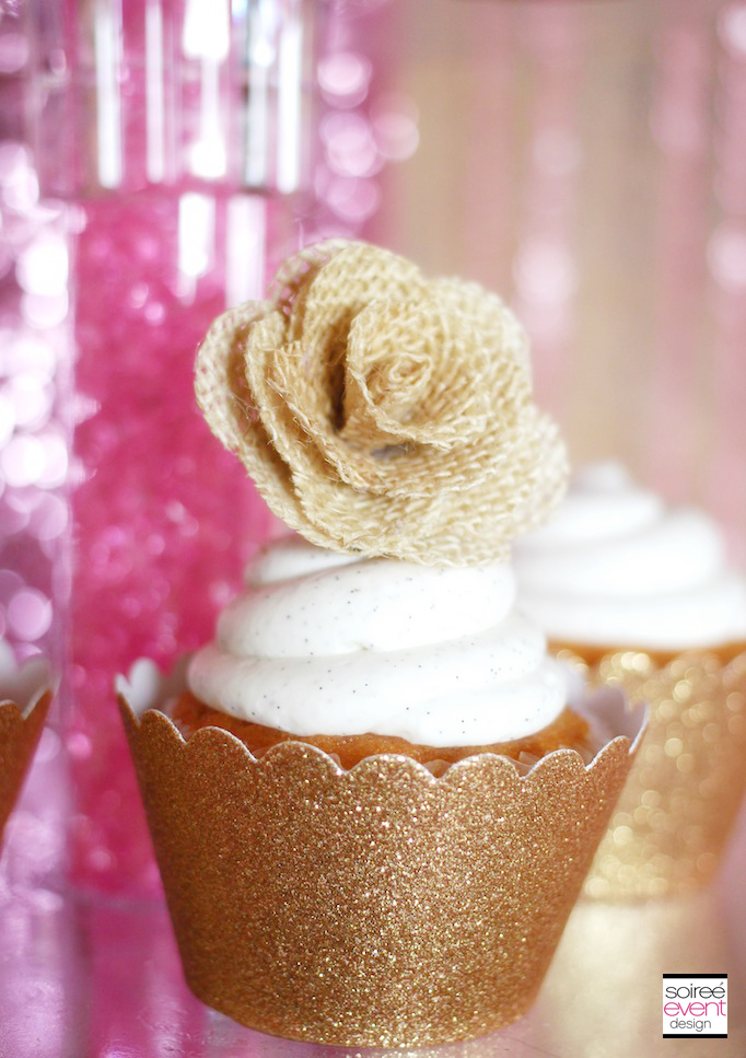 burlap-flower-gold-cupcake-topper