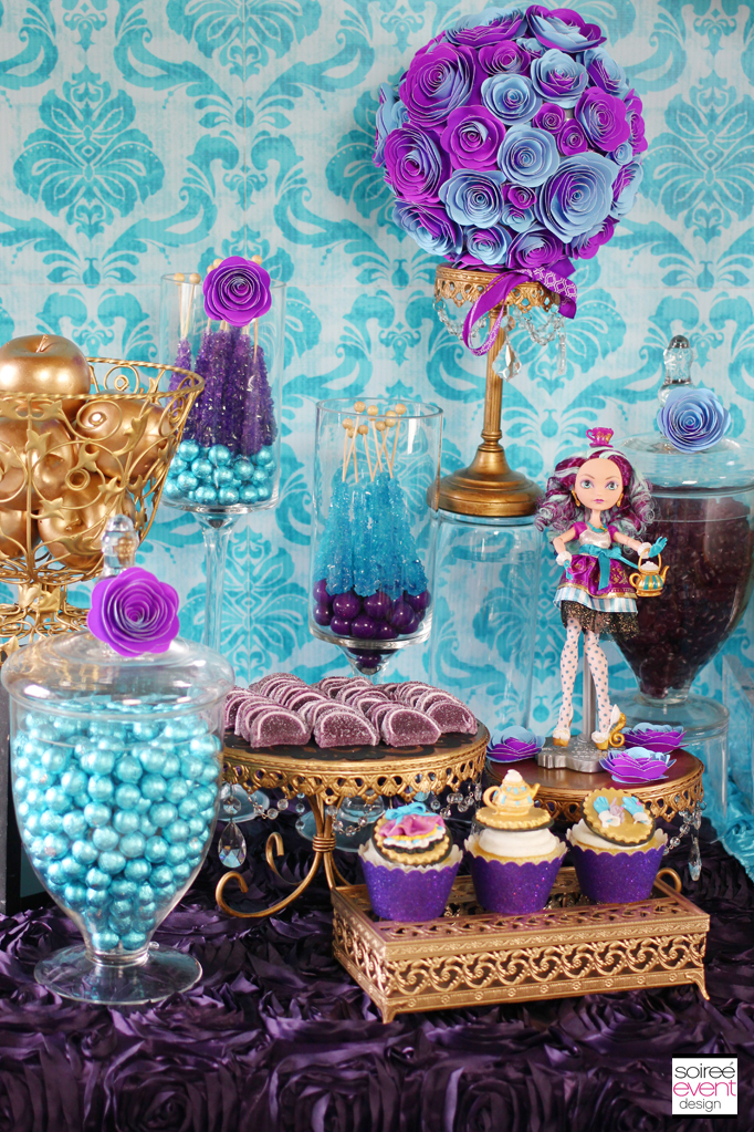 purple-gold-candy-table