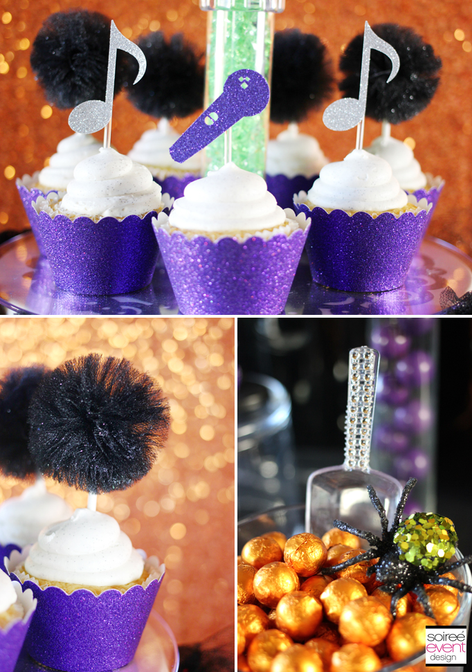 Tulle pom cupcake toppers