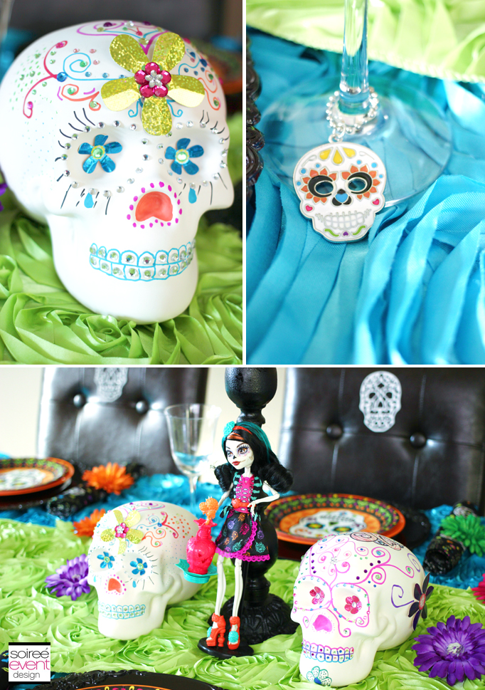 day of the dead wine glass charms