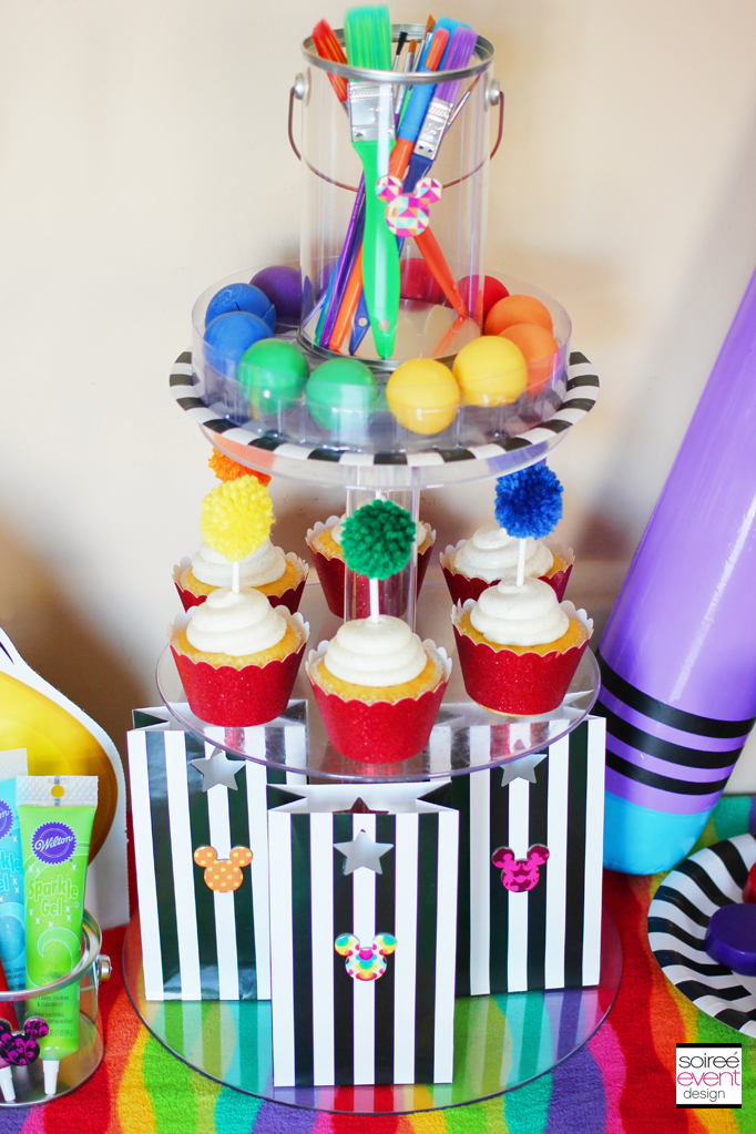 Art party cupcake centerpiece