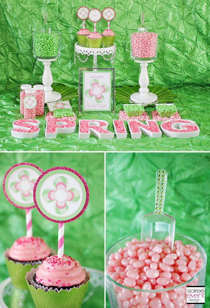 Pink and green candy buffet