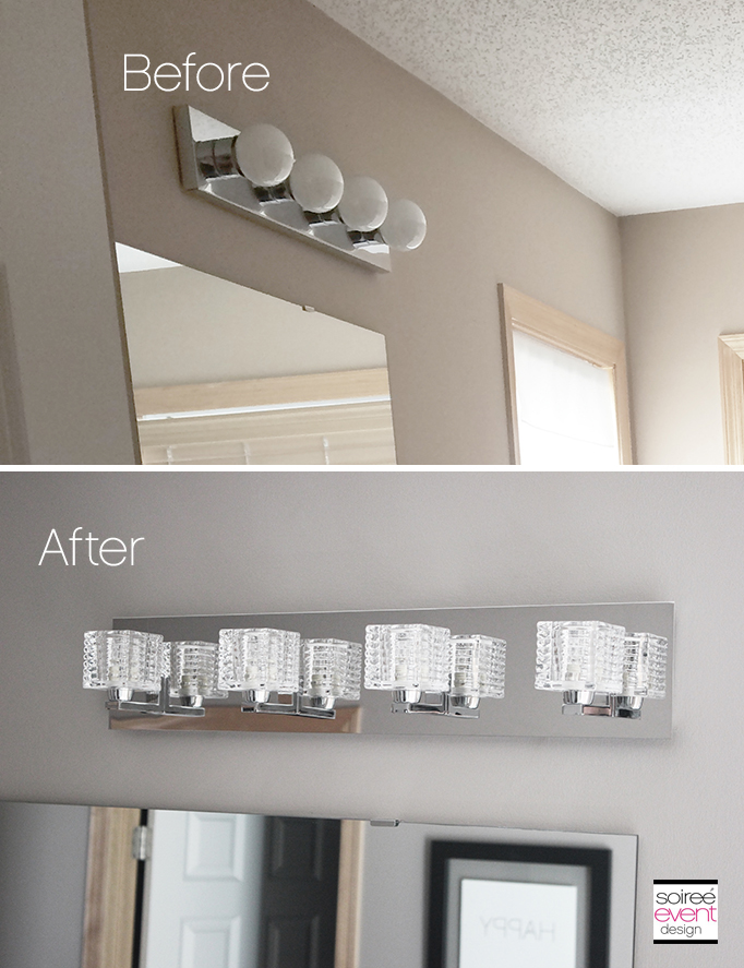 sparkly light fixtures before and after