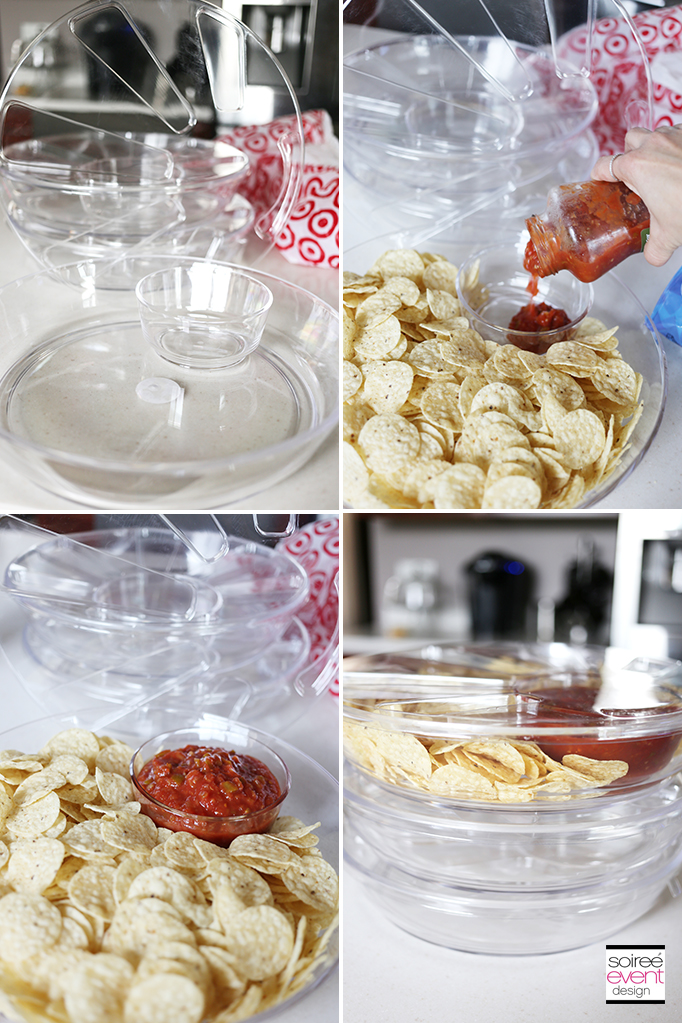 Stackable Chip and Dip Bowls with lids