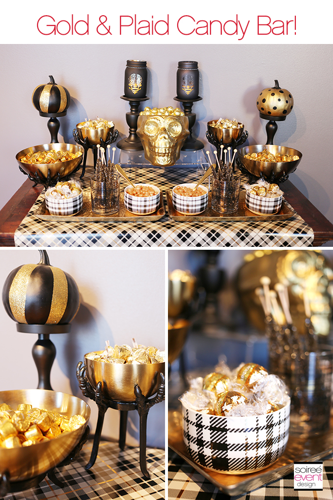 Gold and Plaid Candy Table
