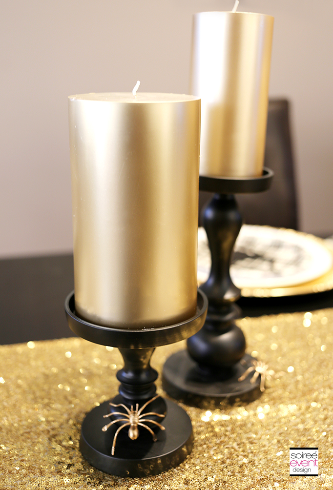 Gold and black candlesticks