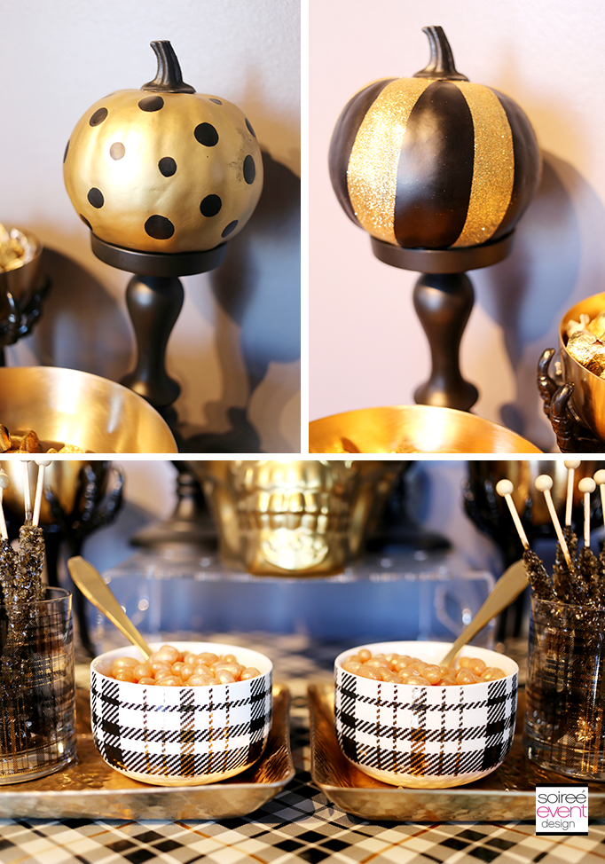 gold and black halloween party decorations