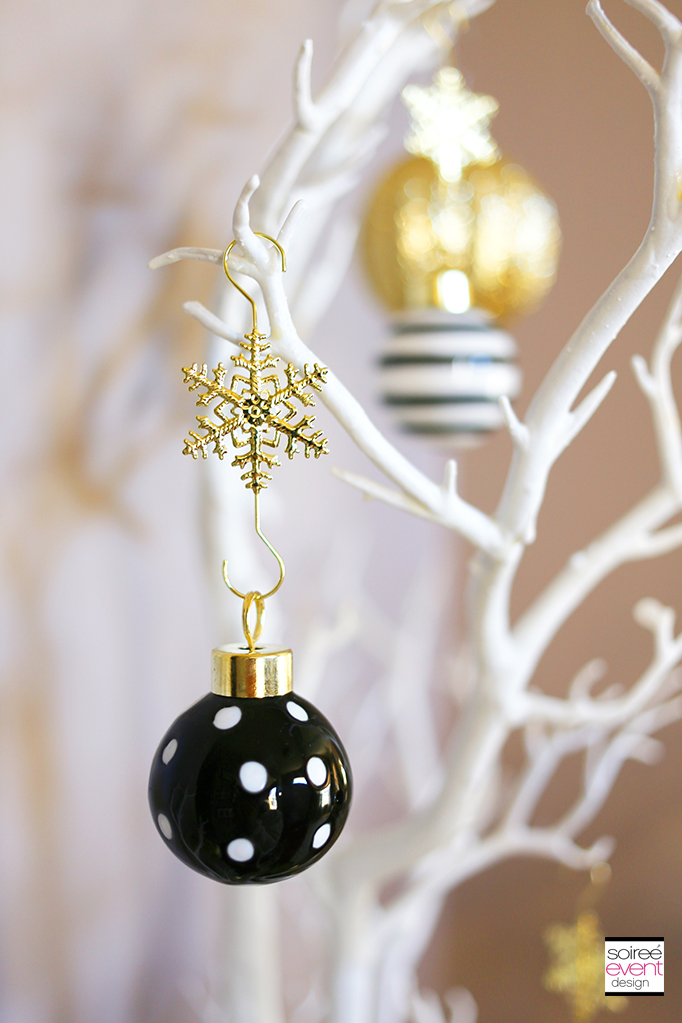 Black and white Christmas ornaments