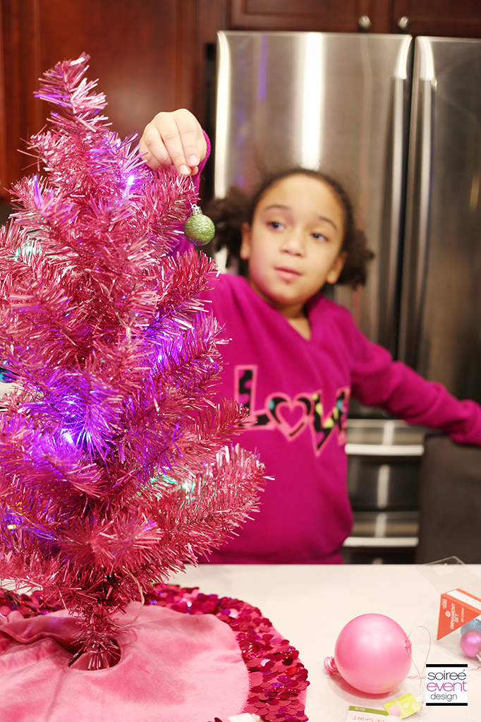 Decorating Mini Trees with ornaments