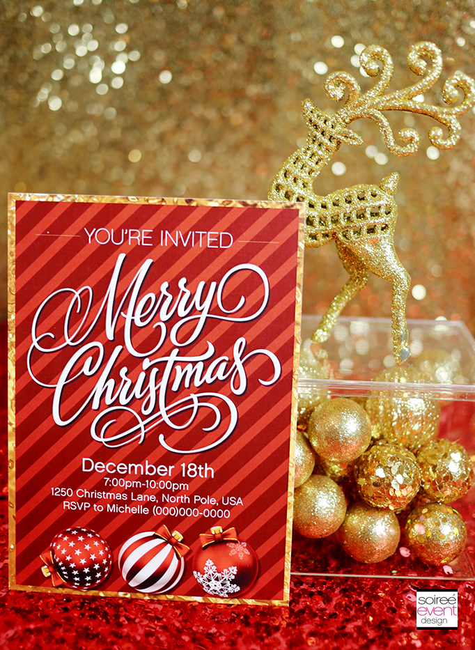 Free Gold and Red Christmas Party Invitations