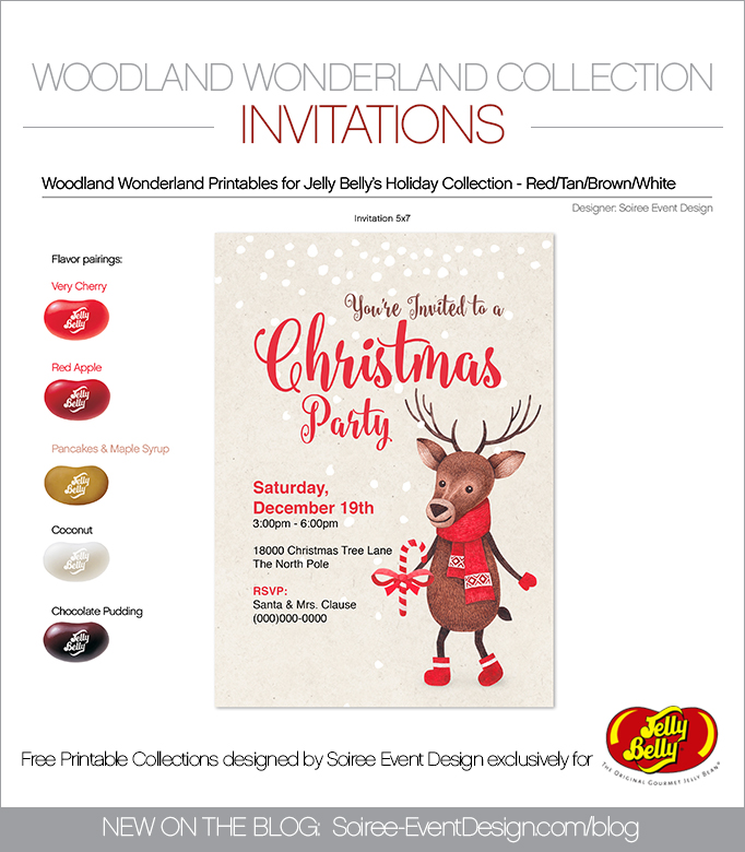 Free Woodland Wonderland Printable Invitations RED
