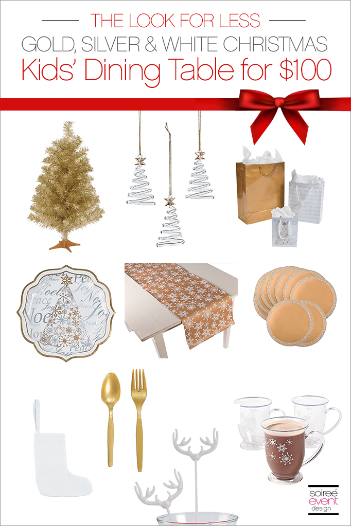 Gold Silver and White Kids Christmas Dining Table