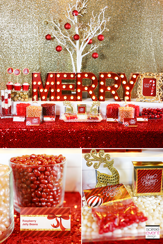 Gold and Red Christmas Candy Table
