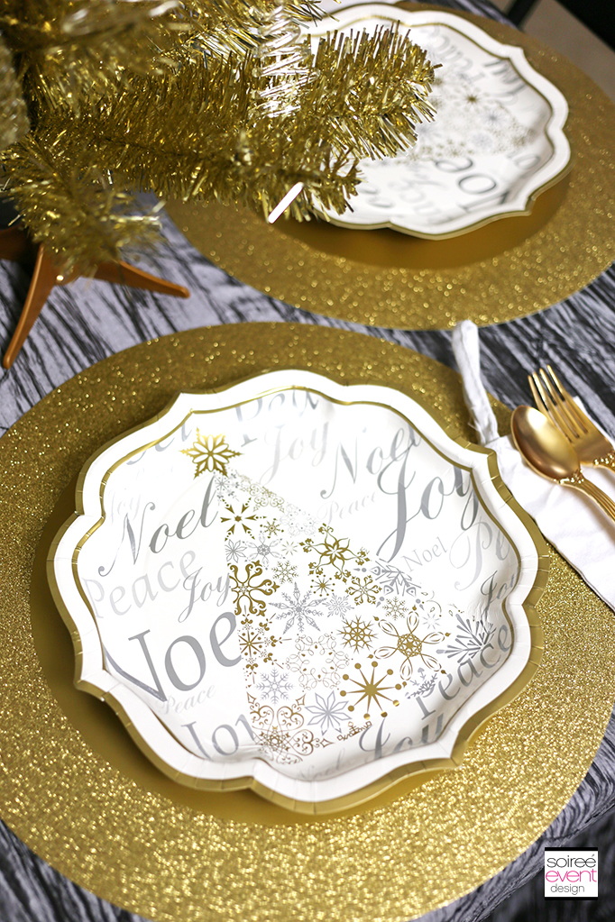 Gold white and silver Christmas paper plates 2