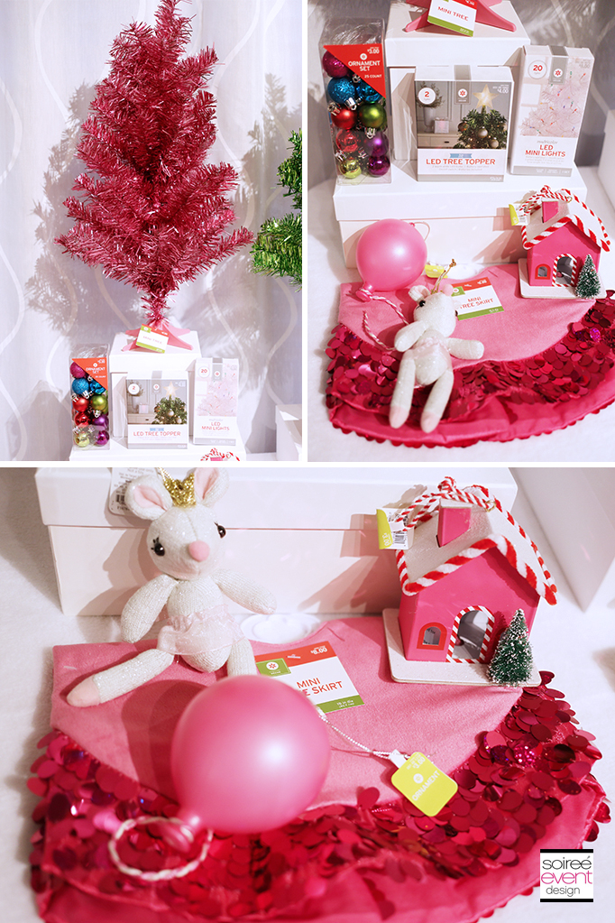 Pink Mini Tinsel Tree Decorations