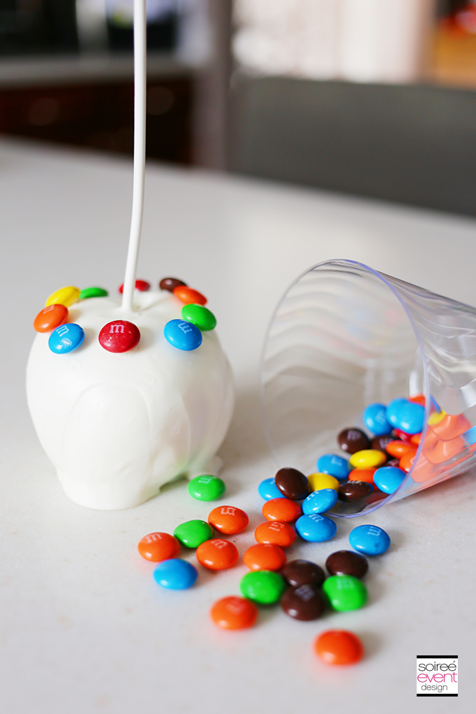 Chocolate Dipped M&M Apples