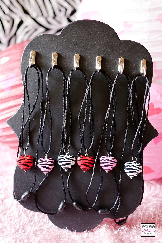 Zebra heart necklaces