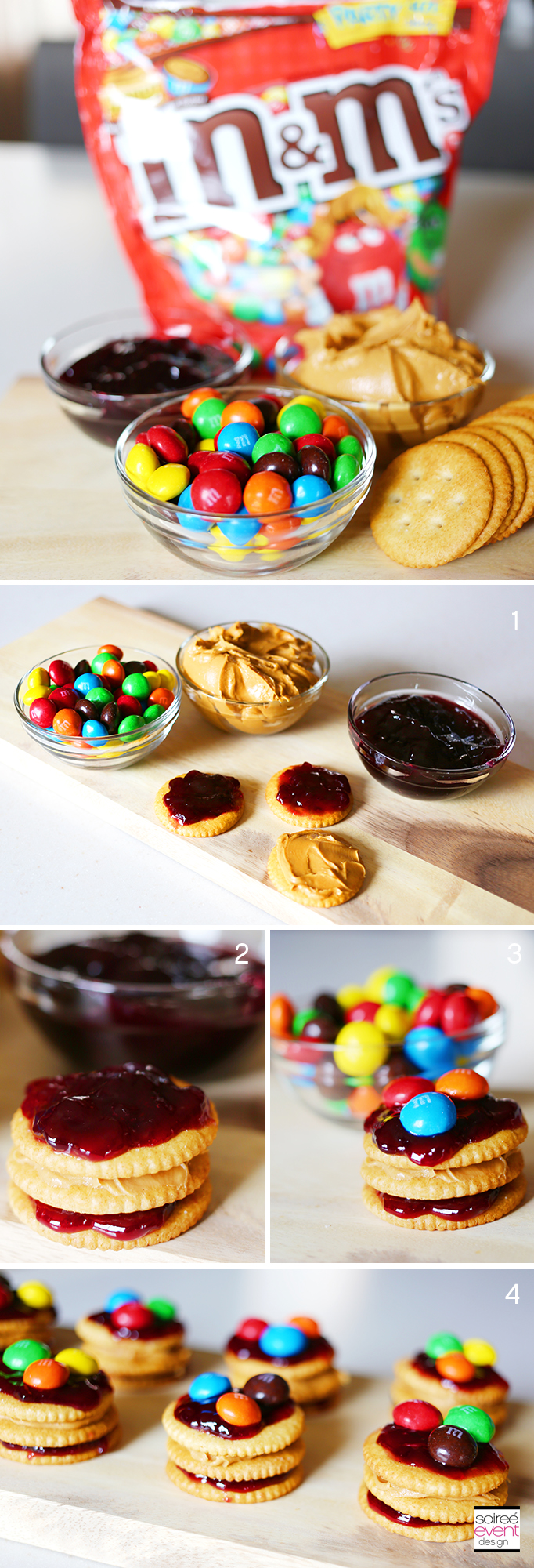 Peanut Butter and Jelly M&Ms Cracker Stackers Recipe