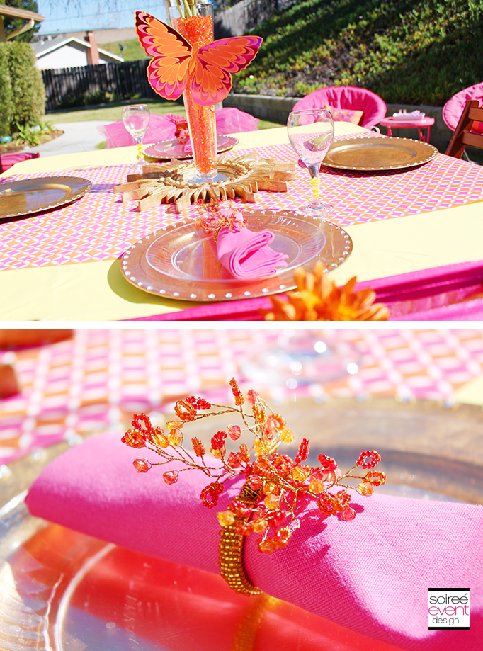 Pink and Gold and Orange Dining Table