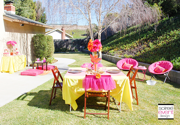 Pink orange and gold party decorations
