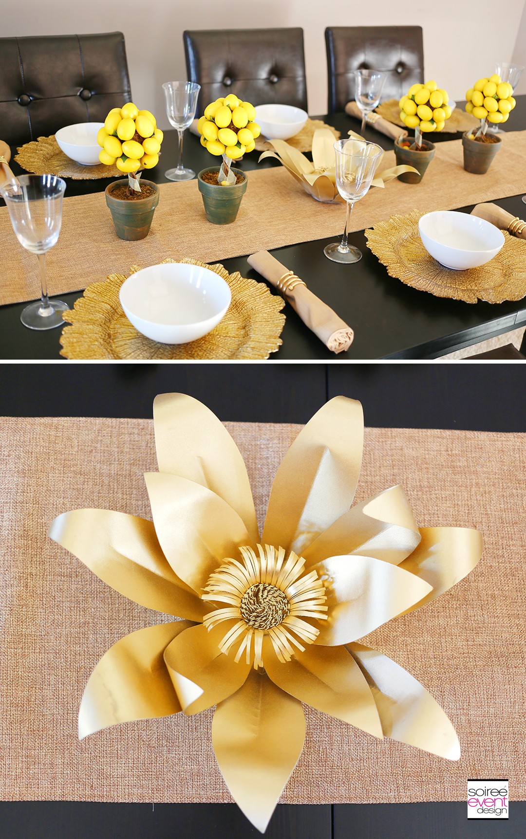 Summer Dinner Party - Gold Paper Flowers