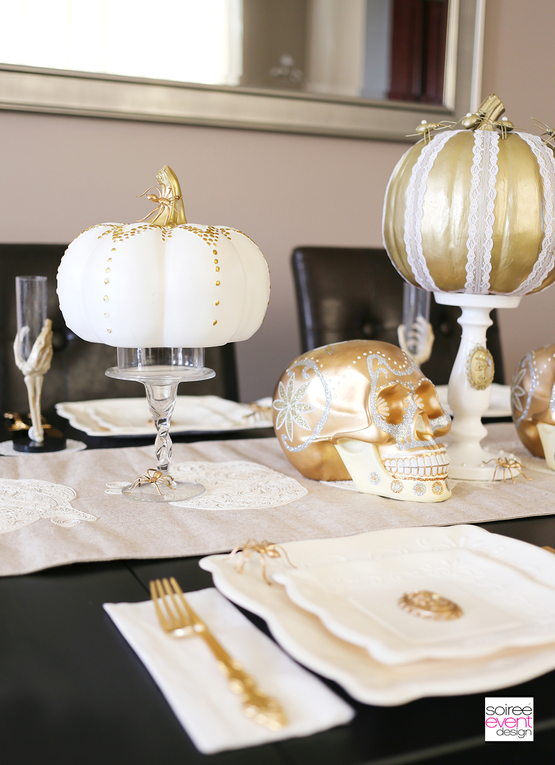 gold-and-white-halloween-dining-table