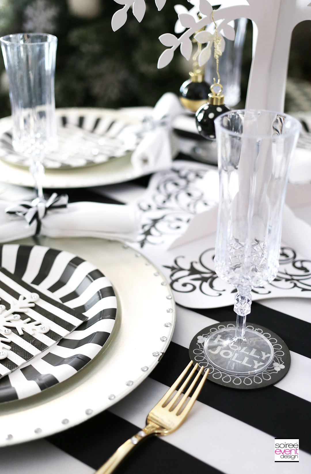 Black and white Christmas Tablescape 2