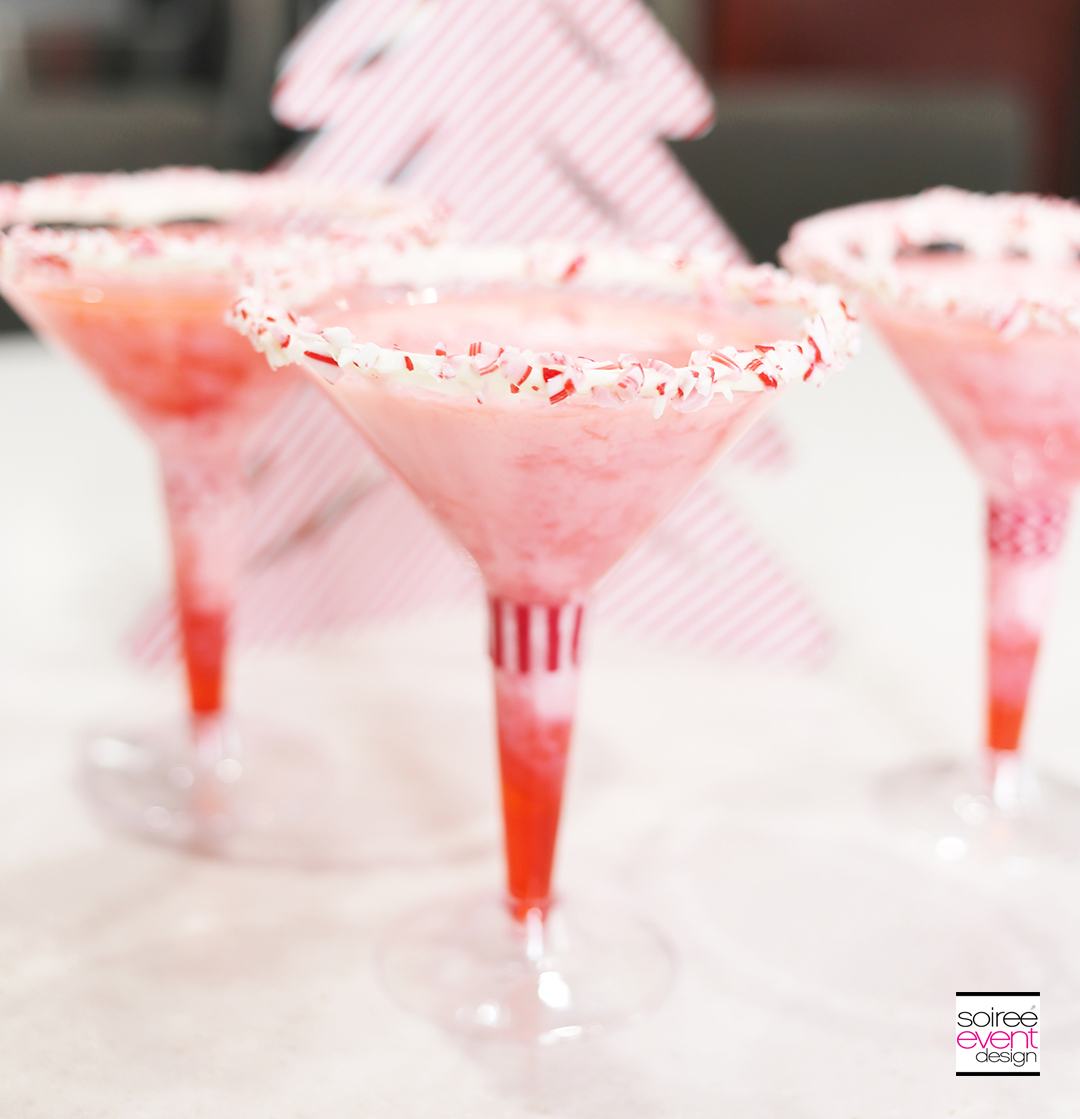 Holiday cupcakes and cocktails, candy cane cocktails