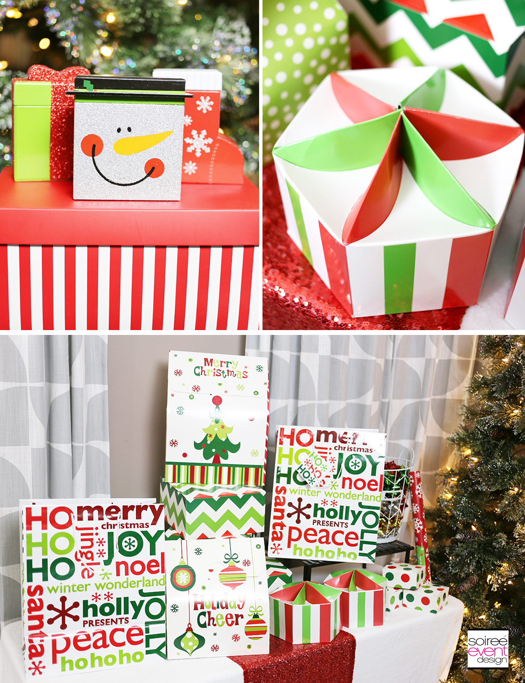 Christmas Gift Wrapping party, Christmas gift Boxes
