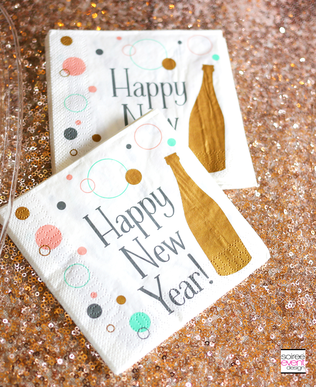 Gold New Years Eve Cocktail Party Napkins