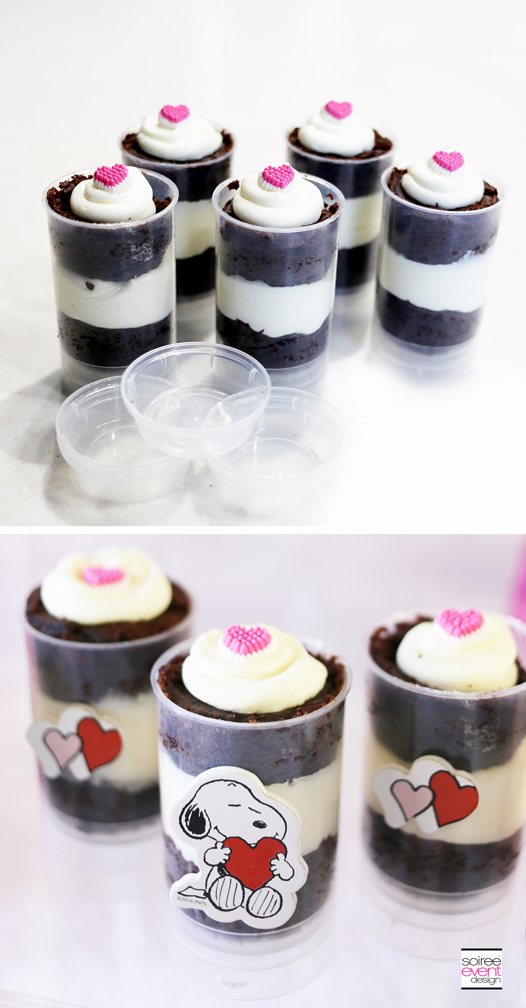 Peanuts Valentines Day Party, Snoopy Brownie Push Cakes