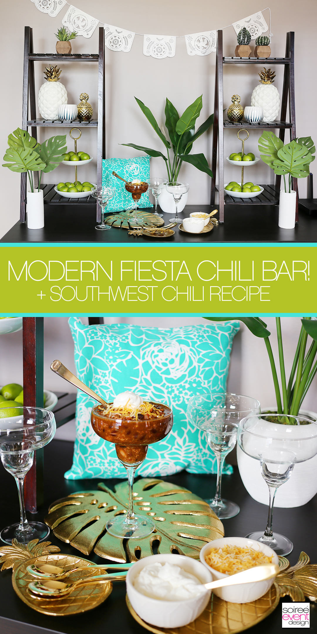 Set up a Modern Fiesta Chili Bar + Southwest Chili Recipe