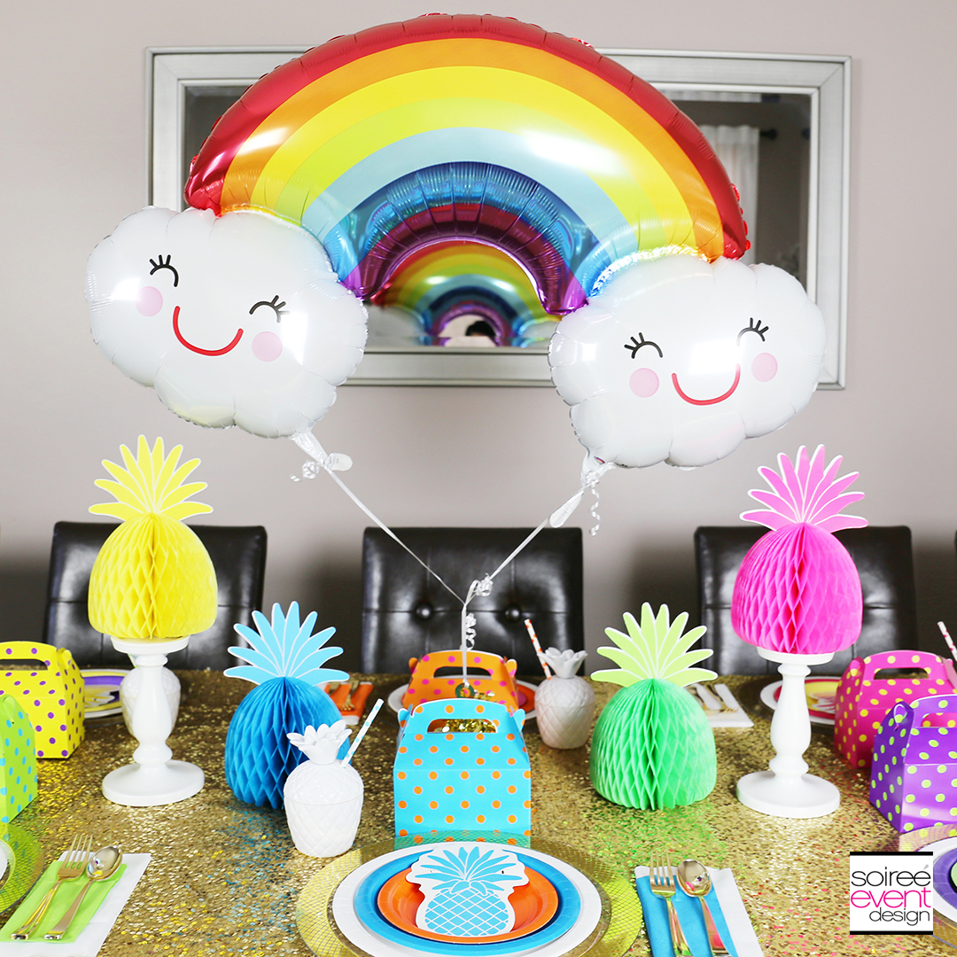 Rainbow Party Ideas - Pineapple Rainbow Party Tablescape 4