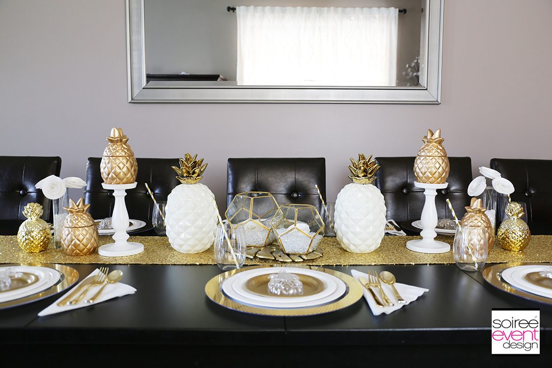 Modern Gold Pineapple Party Tablescape 8