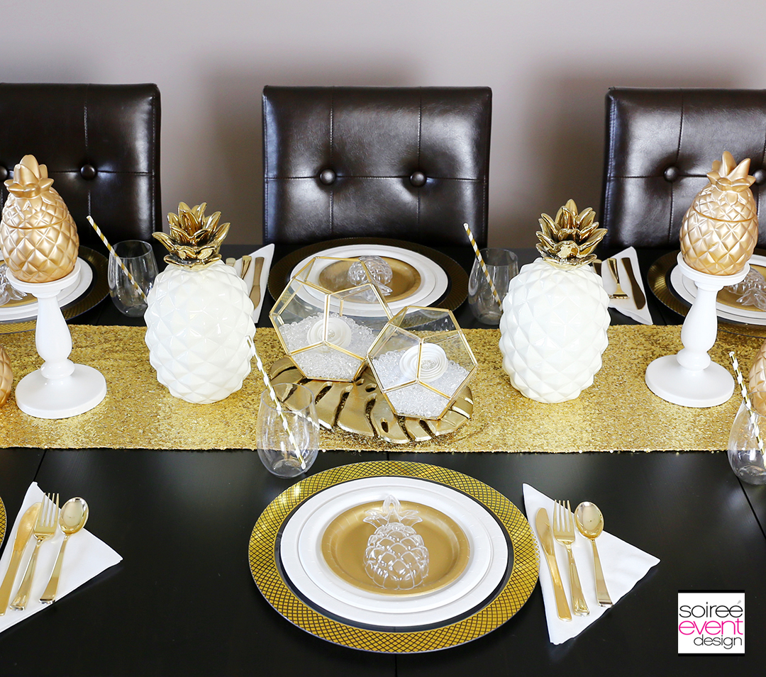 Modern Gold Pineapple Party Tablescape
