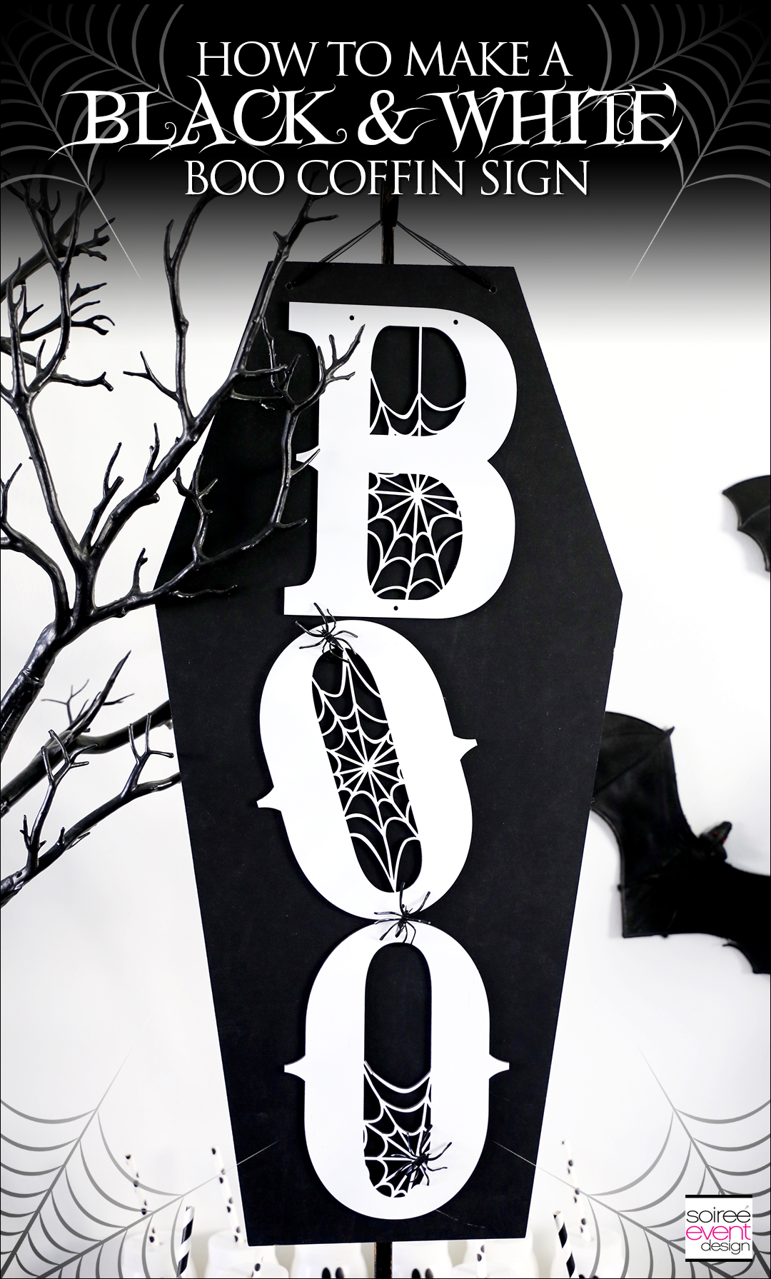 Black and White Halloween Party - DIY Boo Coffin Wall Sign