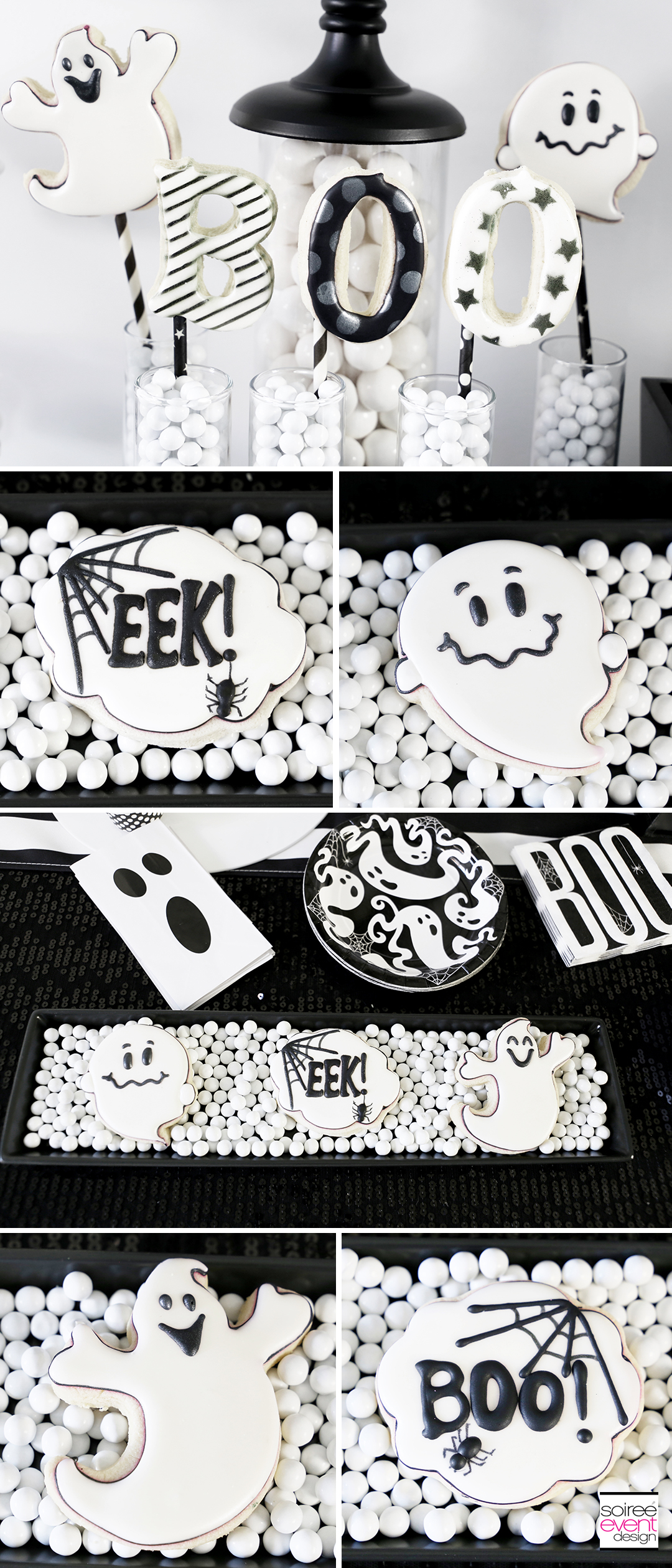 Black and White Halloween Party - ghost cookies