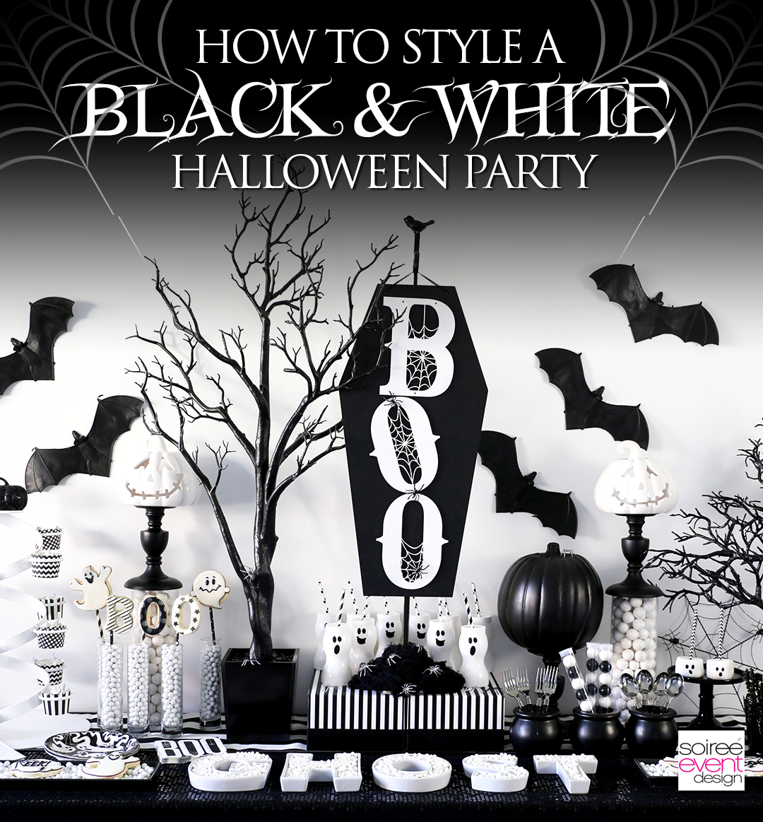 BOO Black and White Halloween Party - Soiree Event Design