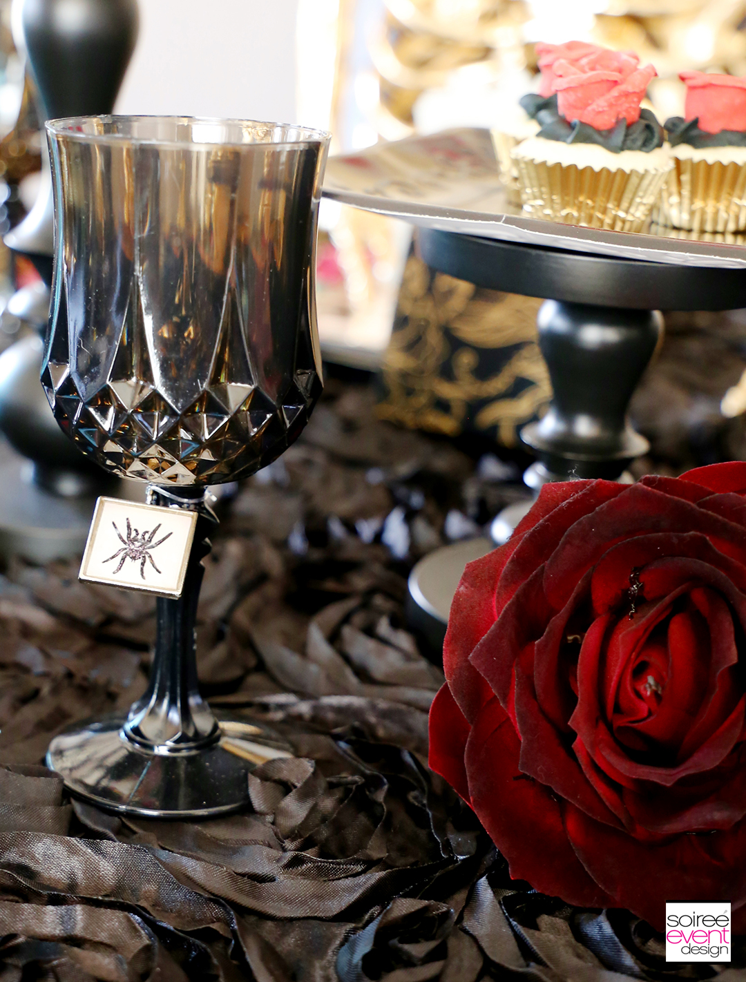 Day of the Dead Party Ideas - Black Wine Glasses