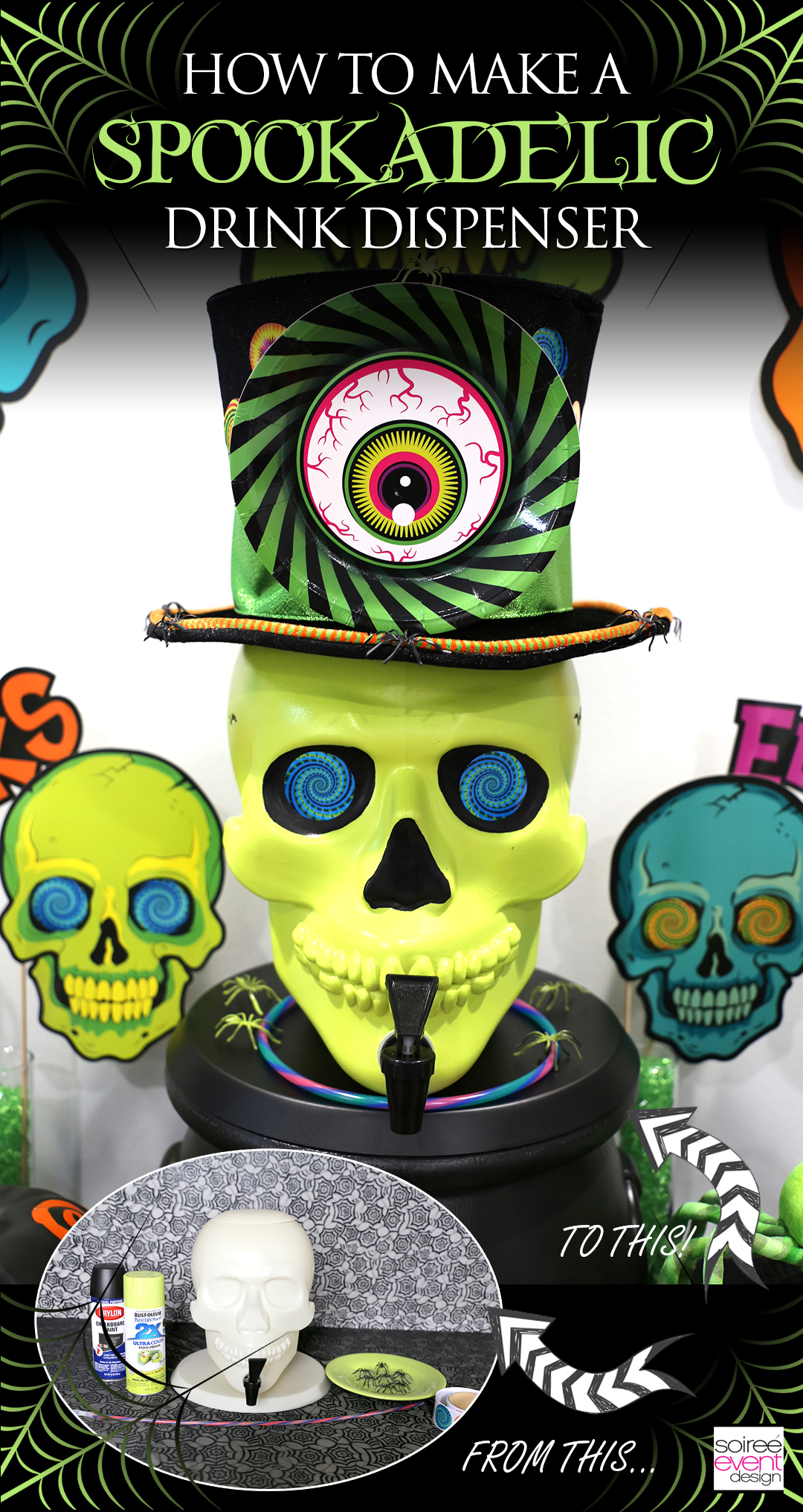 Spookadelic Halloween Party - DIY Skull Drink Dispenser