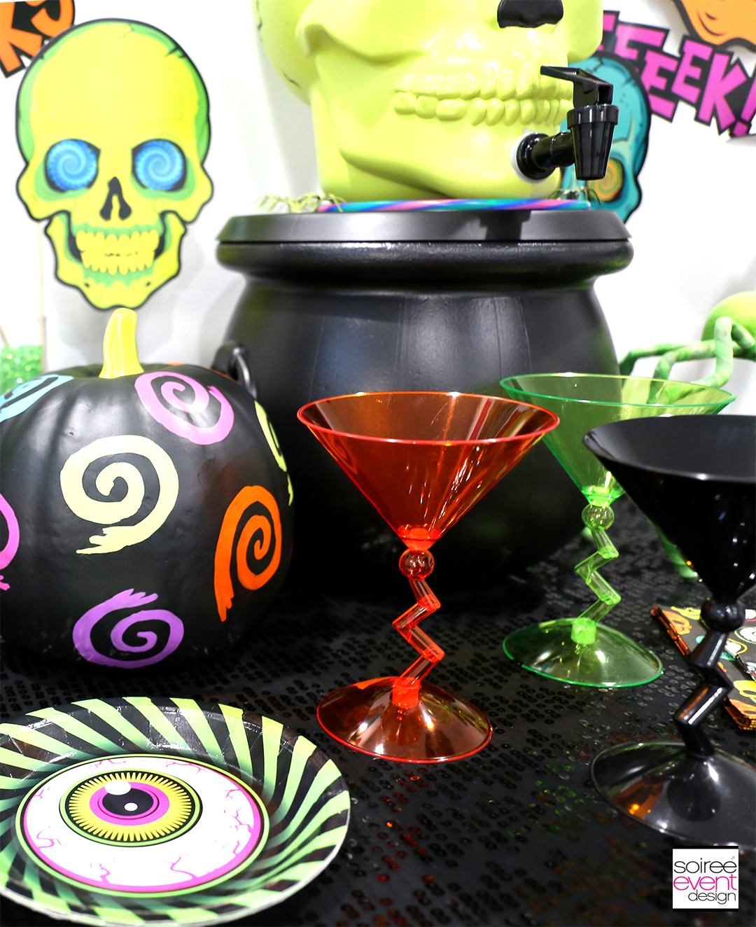 Spookadelic Halloween Party Martini Glasses