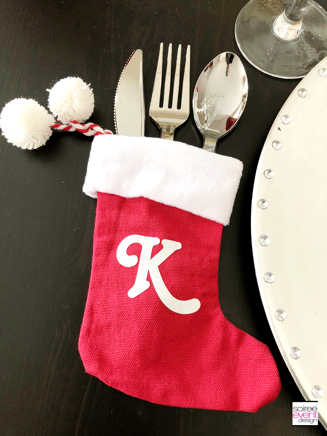 Personalized Christmas Tablescape - utensil holder