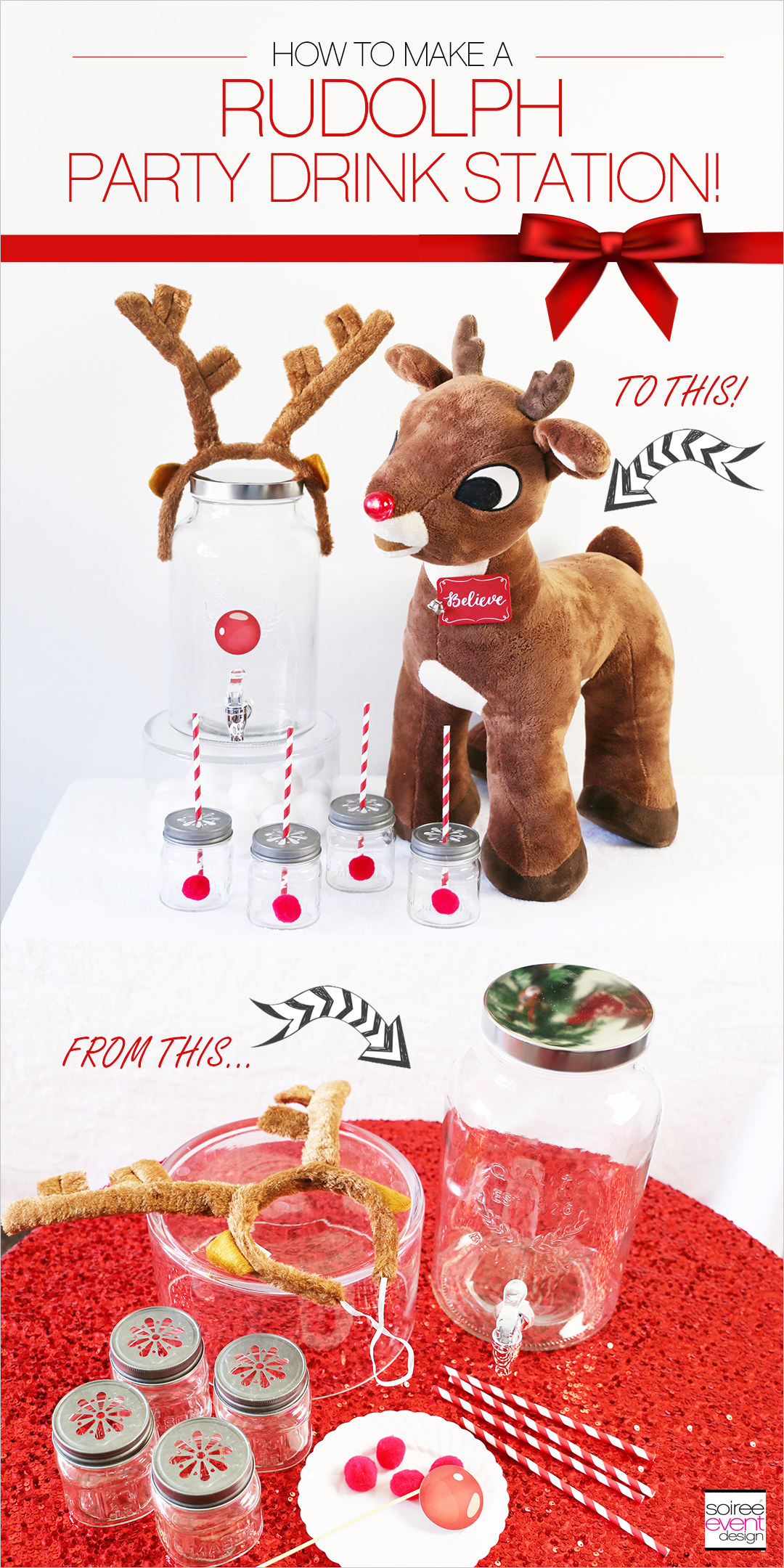 Rudolph Party Drink Station + DIY Dispenser