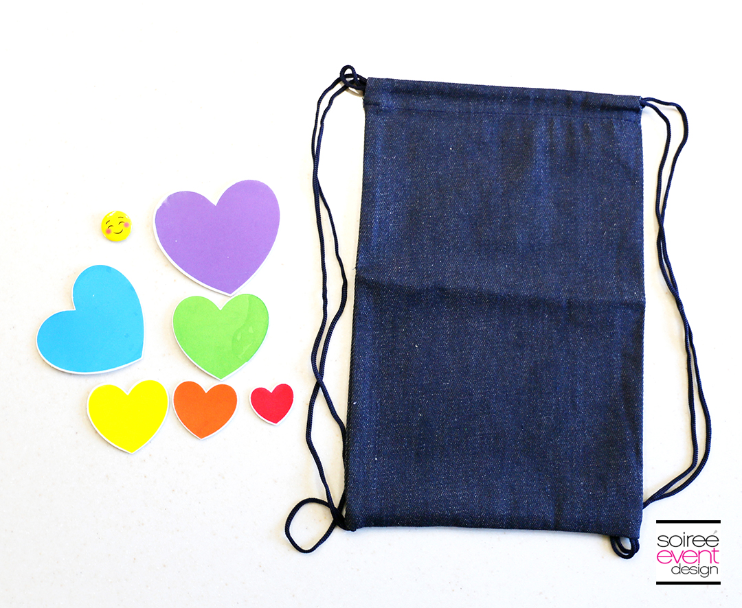 DIY Emoji Denim Backpack - supplies
