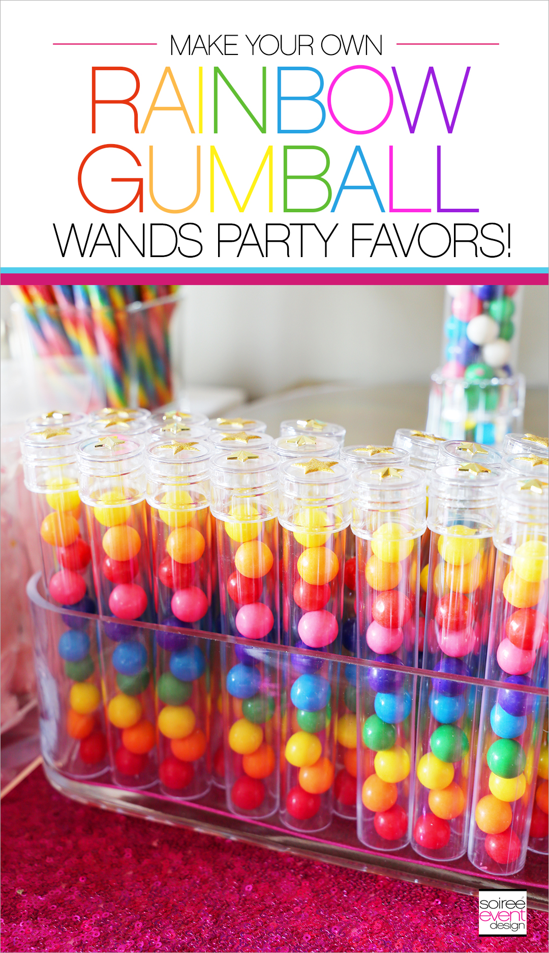 Rainbow Gumball Wands Party Favors