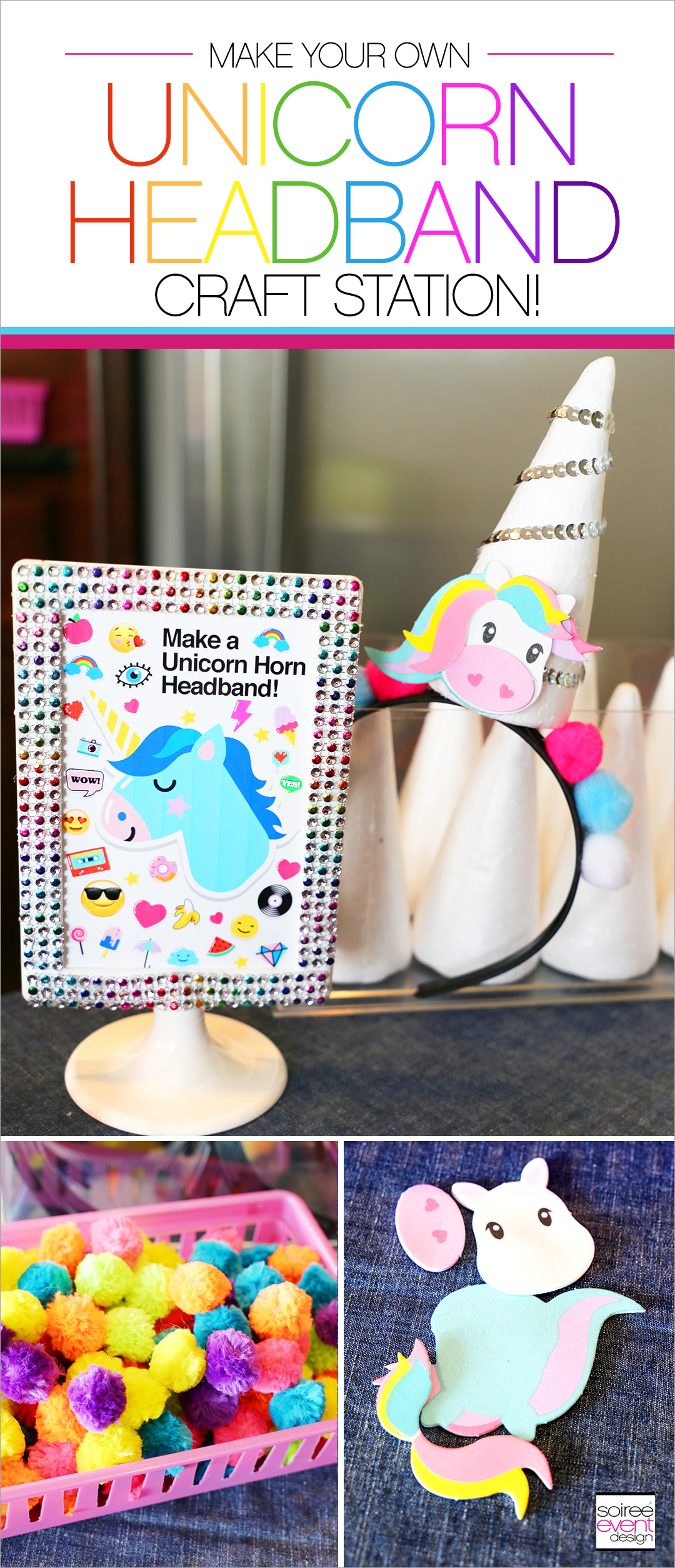 Rainbow Unicorn Emoji Party Ideas - DIY Unicorn Headbands