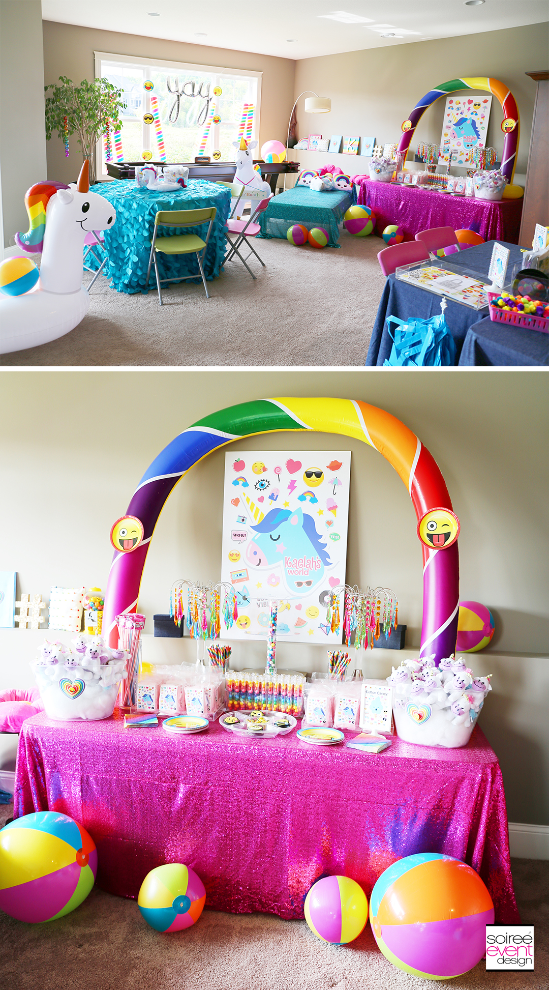 Rainbow Unicorn Emoji Party Ideas - Decorations