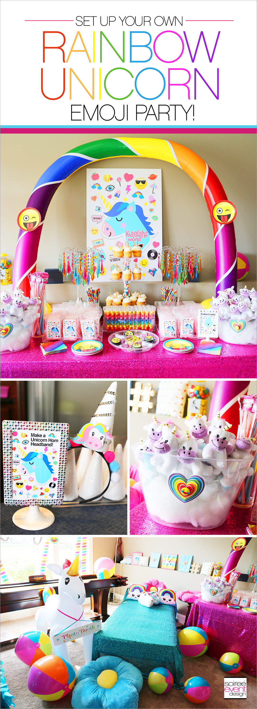 Rainbow Unicorn Emoji Party Ideas - Soiree Event Design