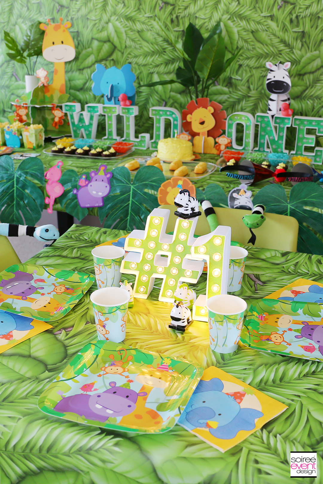 Wild ONE Safari First Birthday Party Ideas - Dining Table