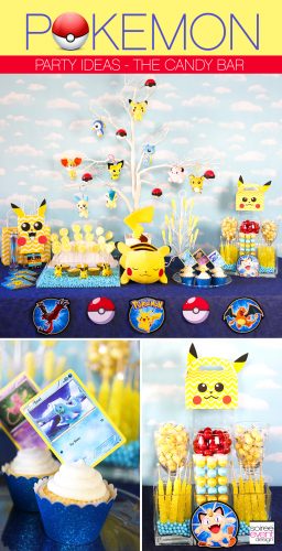 Pokemon Party Ideas, Pokemon Candy Bar, Pokemon Candy Table, Pokemon Party Decorations